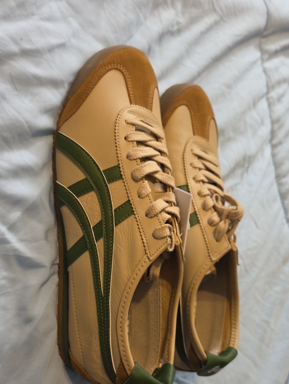 Onitsuka Tiger by Asics Beige and Olive Green Low-Top Sneakers